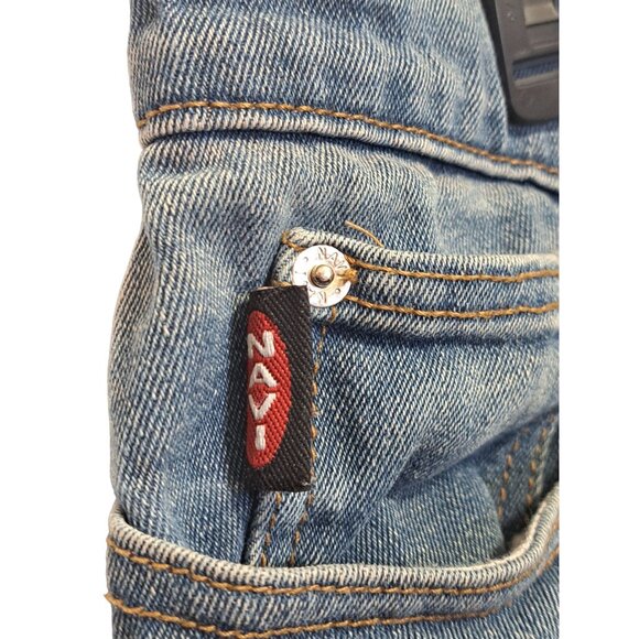 Vtg.90s Y2K Navi XL Bootcut Flare Jeans Boho 16-18 USA Funky Lace-Up Denim - Picture 7 of 16